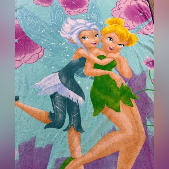 Disney Fairies Tinker Bell and Periwinkle fleece  Throw EUC 85” x 60” - Picture 3 of 5